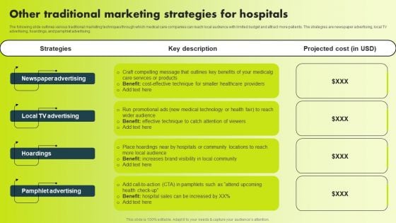 Other Traditional Marketing Strategies For Hospitals Brochure PDF