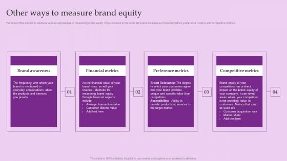 Other Ways To Measure Brand Equity Brand And Equity Evaluation Techniques And Procedures Ideas PDF