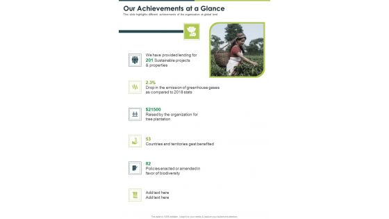Our Achievements At A Glance One Pager Documents Our Achievements At A Glance One Pager Documents