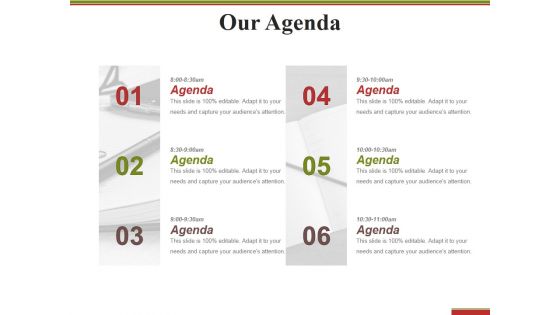 Our Agenda Ppt PowerPoint Presentation Outline Slide Portrait