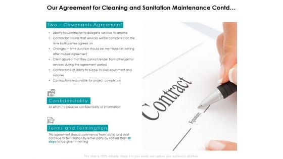 Our Agreement For Cleaning And Sanitation Maintenance Contd Ppt PowerPoint Presentation Pictures Smartart