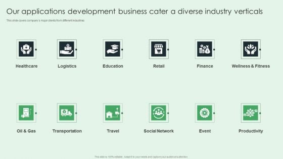 Our Applications Development Business Cater A Diverse Industry Verticals Structure PDF