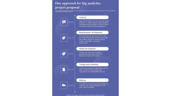 Our Approach For Big Analytics Project Proposal One Pager Sample Example Document