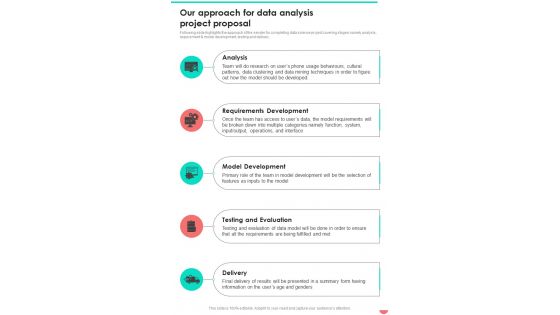 Our Approach For Data Analysis Project Proposal One Pager Sample Example Document