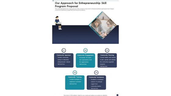 Our Approach For Entrepreneurship Skill Program Proposal One Pager Sample Example Document