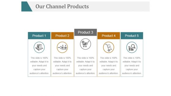 Our Channel Products Template 2 Ppt PowerPoint Presentation Sample Our Channel Products Template 2 Ppt PowerPoint Presentation Sample