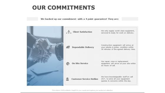 Our Commitments Service Ppt PowerPoint Presentation Pictures Example Introduction