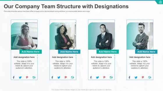 Our Company Team Structure With Designations Ppt Visual Aids Pictures PDF