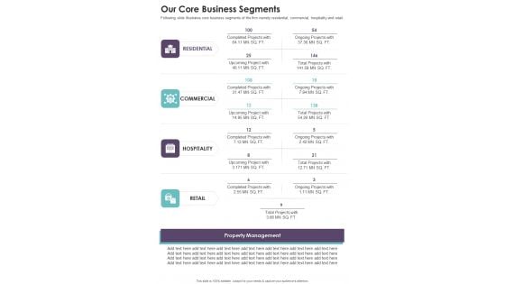 Our Core Business Segments One Pager Documents