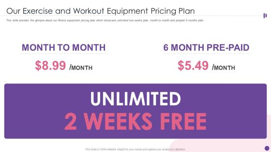 Our Exercise And Workout Equipment Pricing Plan Ppt PowerPoint Presentation Gallery Graphics Download PDF