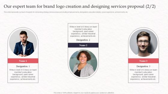 Our Expert Team For Brand Logo Creation And Designing Services Proposal Structure PDF