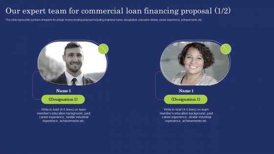 Our Expert Team For Commercial Loan Financing Proposal Sample PDF