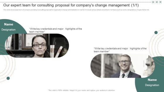 Our Expert Team For Consulting Proposal For Companys Change Management Sample PDF