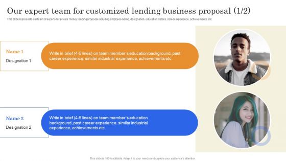 Our Expert Team For Customized Lending Business Proposal Guidelines PDF