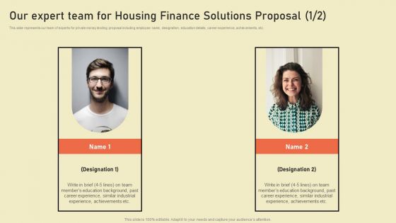 Our Expert Team For Housing Finance Solutions Proposal Ppt Outline Professional PDF