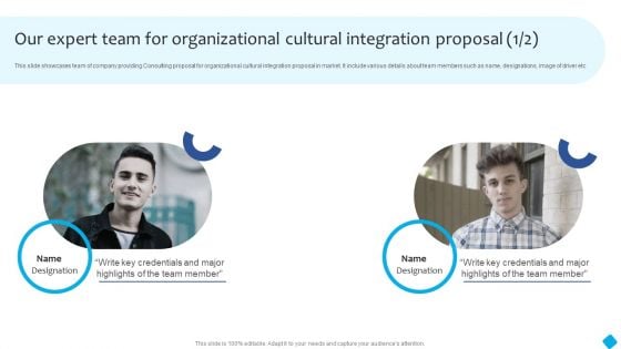 Our Expert Team For Organizational Cultural Integration Proposal Formats PDF