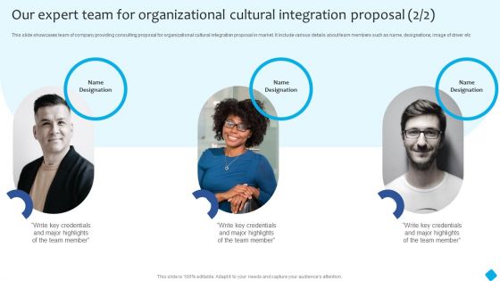 Our Expert Team For Organizational Cultural Integration Proposal Formats PDF
