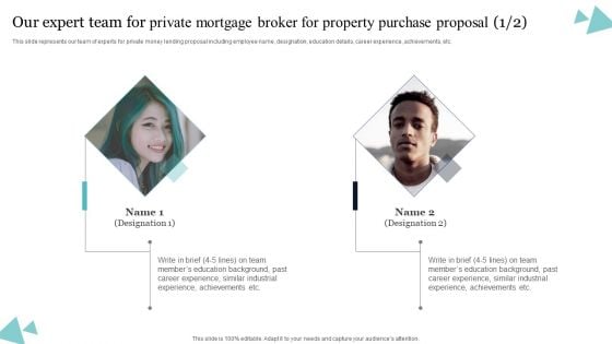 Our Expert Team For Private Mortgage Broker For Property Purchase Proposal Pictures PDF