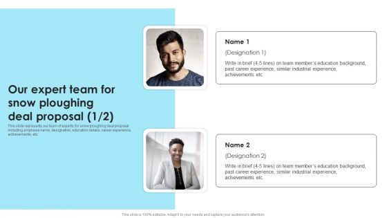 Our Expert Team For Snow Ploughing Deal Proposal Ppt Gallery Ideas PDF