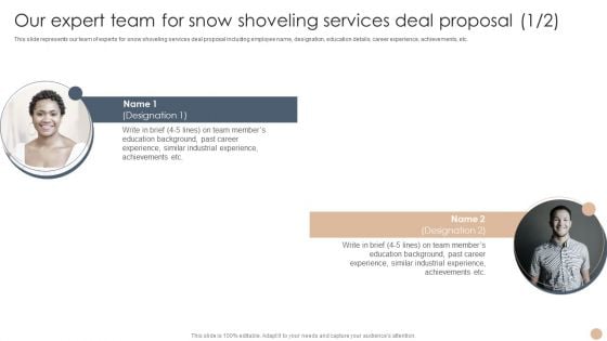 Our Expert Team For Snow Shoveling Services Deal Proposal Sample PDF