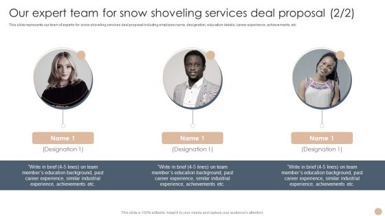 Our Expert Team For Snow Shoveling Services Deal Proposal Sample PDF