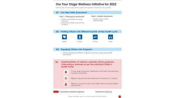 Our Four Stage Wellness Initiative For 2022 One Pager Documents