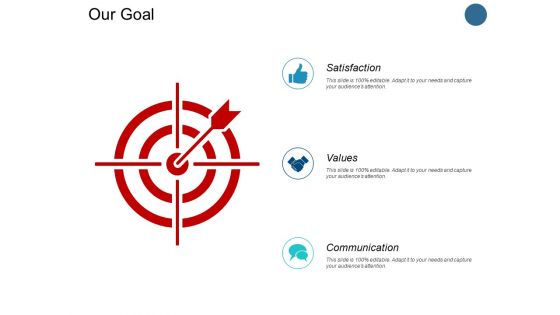 Our Goal Values And Satisfaction Ppt PowerPoint Presentation Ideas Infographic Template