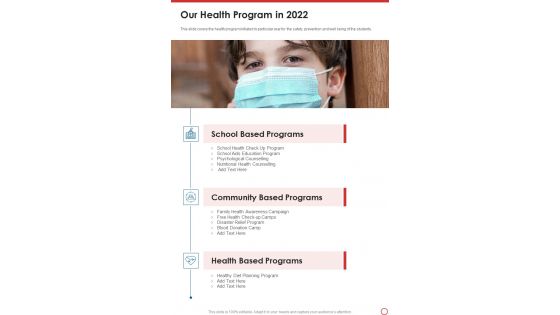 Our Health Program In 2022 One Pager Documents Our Health Program In 2022 One Pager Documents