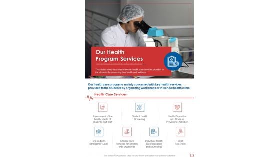 Our Health Program Services One Pager Documents Our Health Program Services One Pager Documents