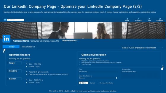 Our Linkedin Company Page Optimize Your Linkedin Company Page Media Diagrams PDF