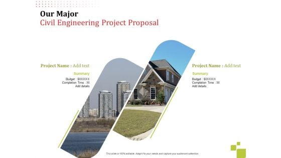 Our Major Civil Engineering Project Proposal Budget Ppt Inspiration Layout Ideas PDF