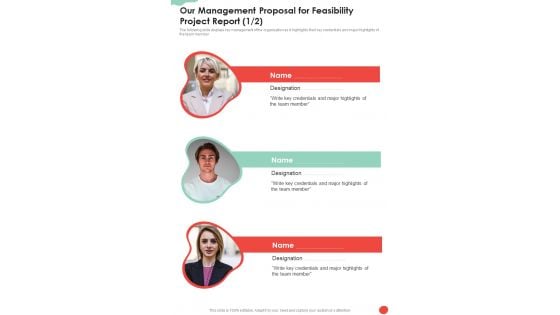 Our Management Proposal For Feasibility Project Report One Pager Sample Example Document Our Management Proposal For Feasibility Project Report One Pager Sample Example Document