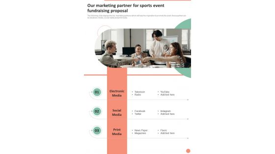 Our Marketing Partner For Sports Event Fundraising Proposal One Pager Sample Example Document Our Marketing Partner For Sports Event Fundraising Proposal One Pager Sample Example Document