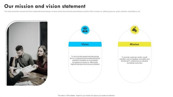 Our Mission And Vision Statement Web Design And Development Company Profile Graphics PDF