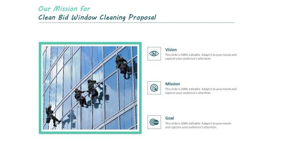 Our Mission For Clean Bid Window Cleaning Proposal Ppt Icon Background Image PDF