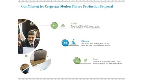 Our Mission For Corporate Motion Picture Production Proposal Ppt PowerPoint Presentation Inspiration