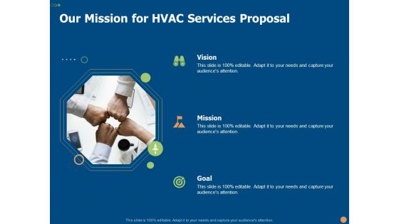 Our Mission For HVAC Services Proposal Ppt PowerPoint Presentation Icon Deck PDF