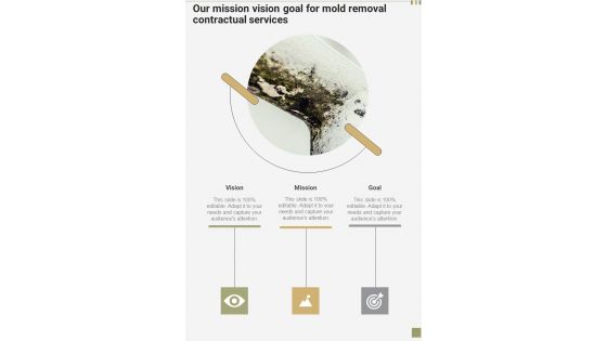 Our Mission Vision Goal For Mold Removal Contractual Services One Pager Sample Example Document