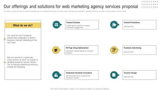Our Offerings And Solutions For Web Marketing Agency Services Proposal Clipart PDF Our Offerings And Solutions For Web Marketing Agency Services Proposal Clipart PDF
