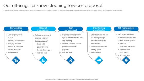Our Offerings For Snow Cleaning Services Proposal Ppt Inspiration Graphics PDF Our Offerings For Snow Cleaning Services Proposal Ppt Inspiration Graphics PDF