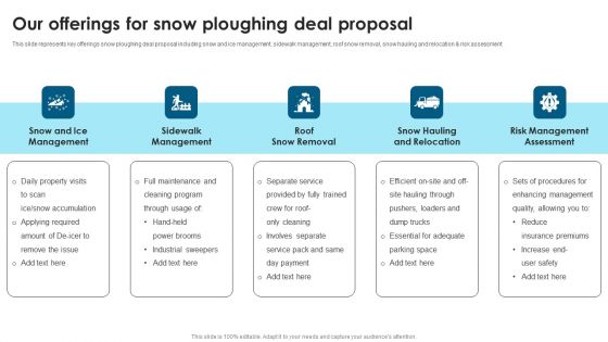 Our Offerings For Snow Ploughing Deal Proposal Ppt Show Slideshow PDF Our Offerings For Snow Ploughing Deal Proposal Ppt Show Slideshow PDF