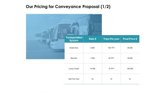 Our Pricing For Conveyance Proposal Ppt PowerPoint Presentation Pictures Smartart