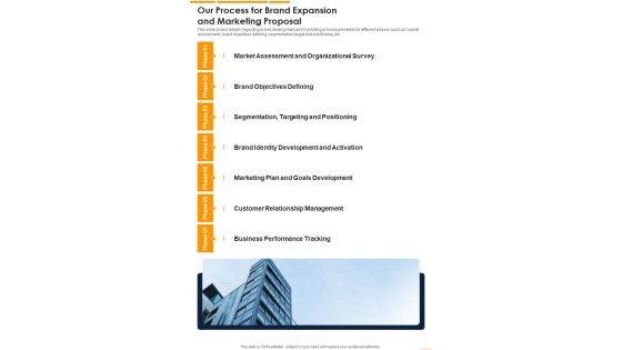 Our Process For Brand Expansion And Marketing Proposal One Pager Sample Example Document Our Process For Brand Expansion And Marketing Proposal One Pager Sample Example Document