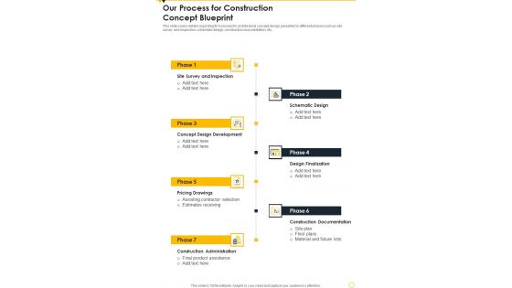 Our Process For Construction Concept Blueprint One Pager Sample Example Document Our Process For Construction Concept Blueprint One Pager Sample Example Document