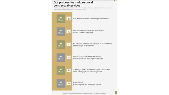 Our Process For Mold Removal Contractual Services One Pager Sample Example Document