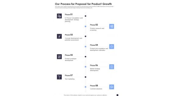 Our Process For Proposal For Product Growth One Pager Sample Example Document Our Process For Proposal For Product Growth One Pager Sample Example Document