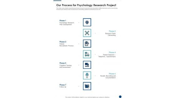 Our Process For Psychology Research Project One Pager Sample Example Document