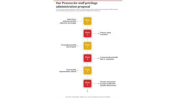 Our Process For Staff Privilege Administration Proposal One Pager Sample Example Document Our Process For Staff Privilege Administration Proposal One Pager Sample Example Document
