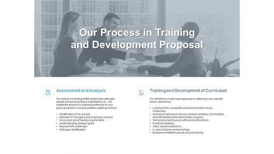 Our Process In Training And Development Proposal Ppt PowerPoint Presentation Inspiration Background