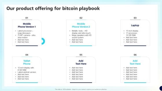 Our Product Offering For Bitcoin Playbook Decentralized Fund Investment Playbook Designs PDF